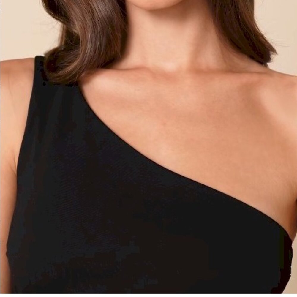 Lulus Good Times Only Black One-Shoulder Maxi Dress XXS No Size Tag - Picture 4 of 7